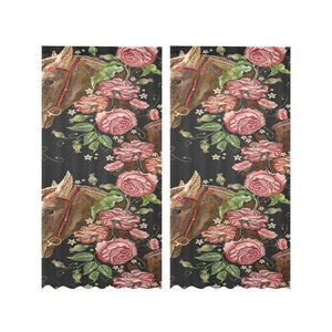 Horse head wild roses pattern Gauze Curtain