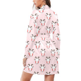 Cute goat pattern Women's Long Sleeve Belted Night Robe