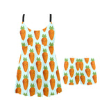 Carrot Pattern Print Design 03 Chest Sexy Pleated Two Piece Swim Dress