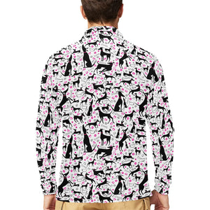Greyhound Pattern Print Design 02 Men's Long Sleeve Polo Shirt