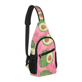 Avocado slices leaves pink back ground All Over Print Chest Bag