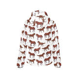 Horses running pattern background Women's Padded Hooded Jacket