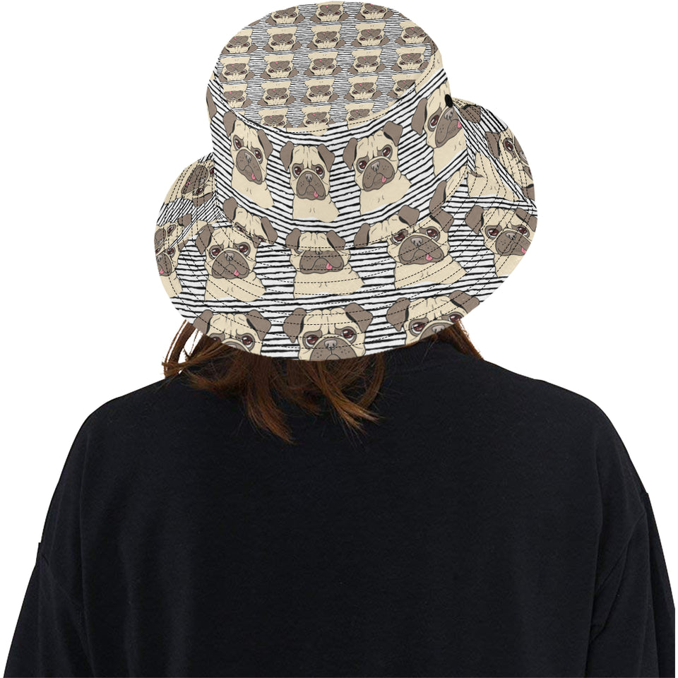 Happy pug pattern Unisex Bucket Hat