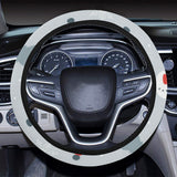 Snowman christmas  tree snow gray background Car Steering Wheel Cover