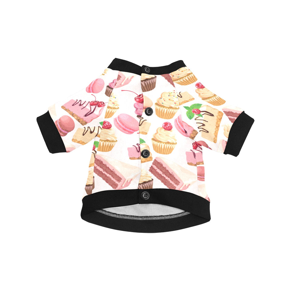 Cake cupcake sweets pattern All Over Print Pet Dog Round Neck Fuzzy Shirt
