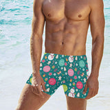Snowman bird decorative elements christmas pattern Men's Swimming Trunks