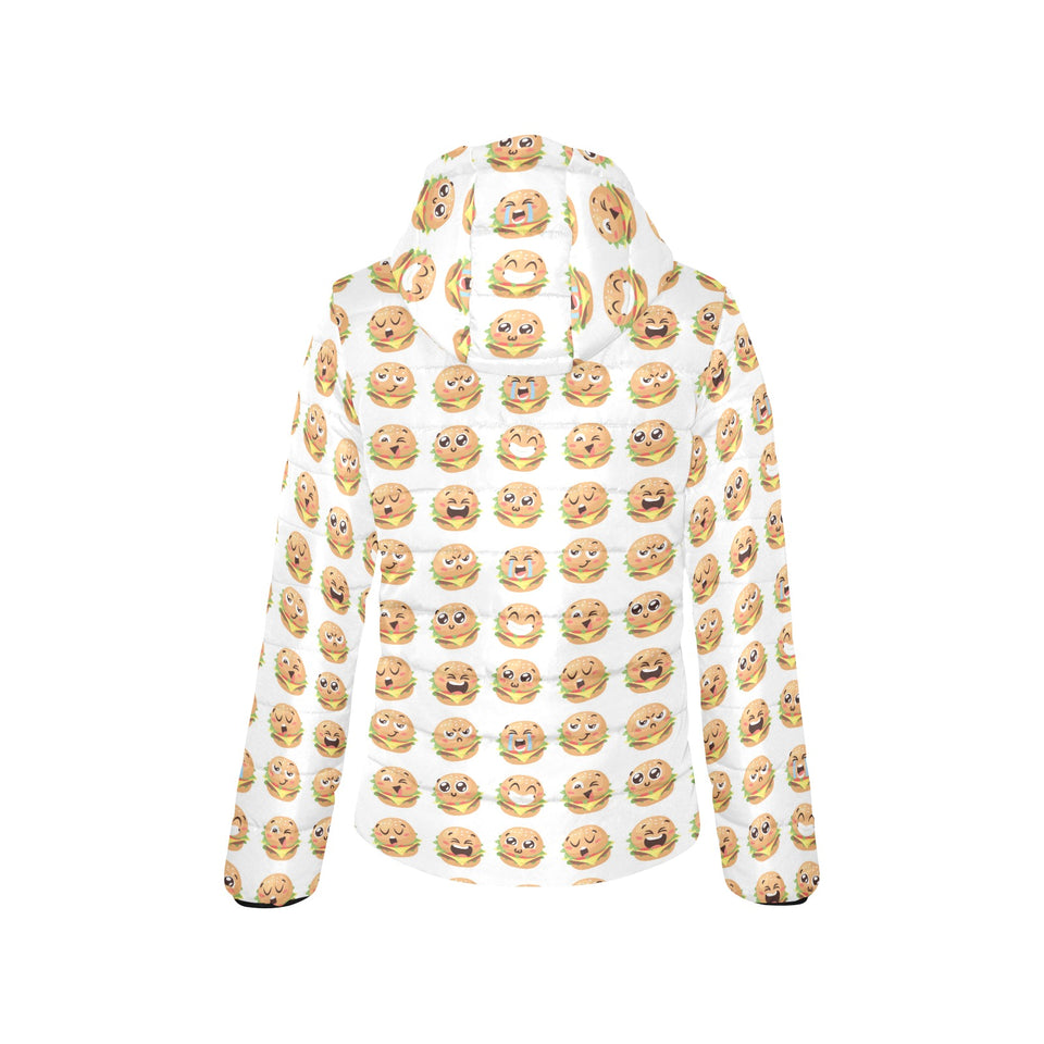 Hamburger Pattern Print Design 04 Women's Padded Hooded Jacket