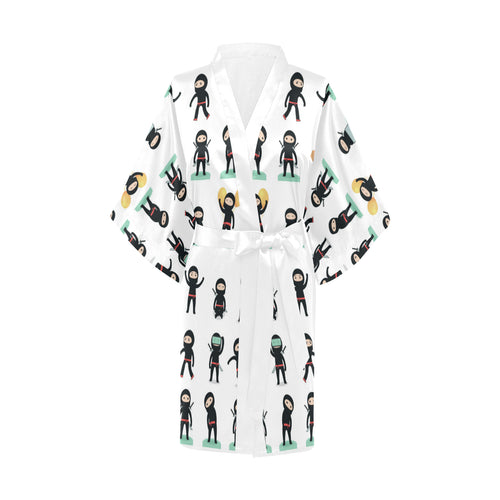 Cute ninja katana sword pattern Women's Short Kimono Robe
