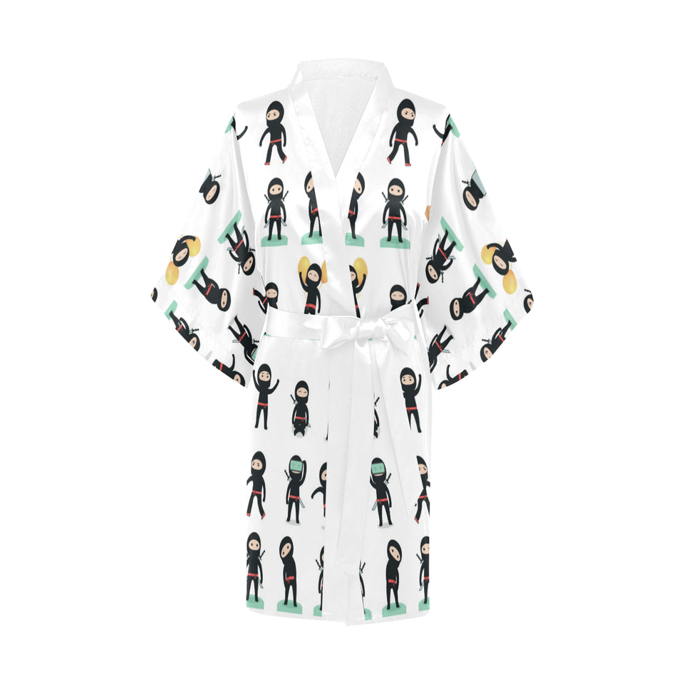 Cute ninja katana sword pattern Women's Short Kimono Robe