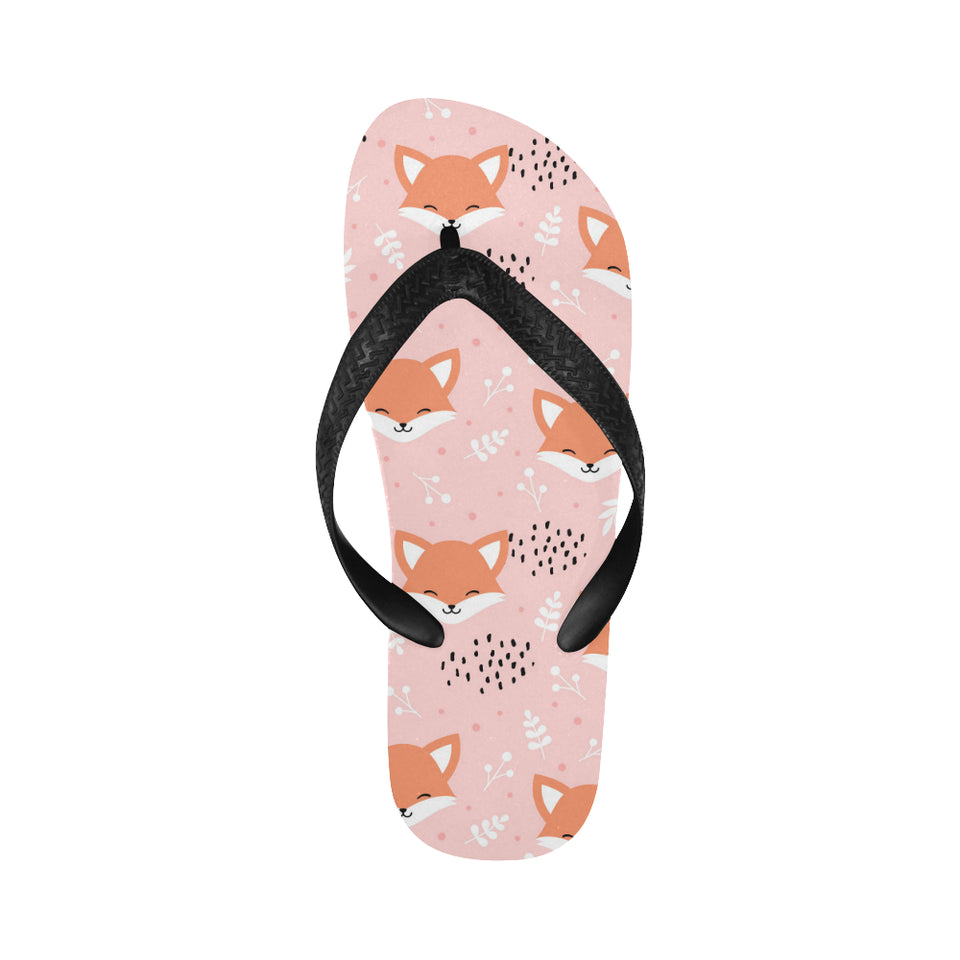 Cute fox pattern pink background Unisex Flip Flops