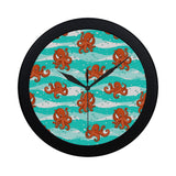 Octopuses sea wave background Elegant Black Wall Clock
