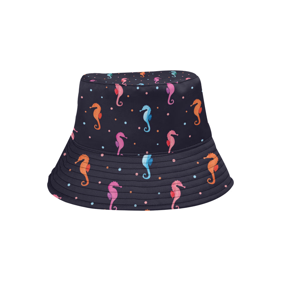 Watercolor colorful seahorse pattern Unisex Bucket Hat
