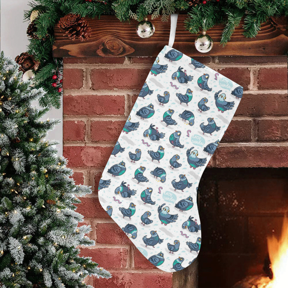 Pigeon Pattern Print Design 02 Christmas Stocking
