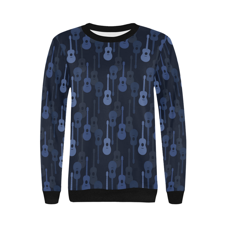 Blue Theme guitar pattern Women's Crew Neck Sweatshirt