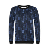 Blue Theme guitar pattern Women's Crew Neck Sweatshirt