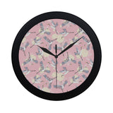 Japanese crane rose pattern Elegant Black Wall Clock