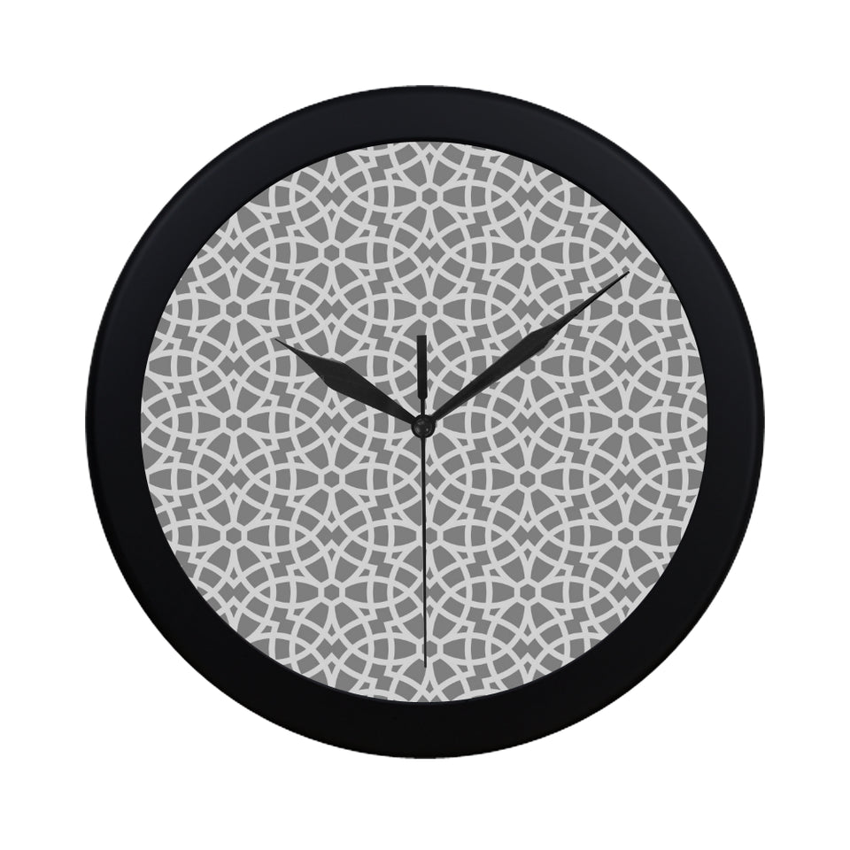 arabic gray pattern Elegant Black Wall Clock