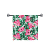 Watermelons tropical palm leaves pattern Bath Towel
