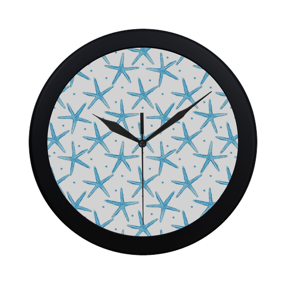 Watercolor starfish pattern Elegant Black Wall Clock