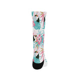 Toucan tropical flower leave pattern Crew Socks