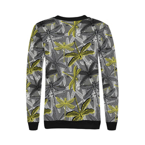 Hand drawn dragonfly pattern Women's Crew Neck Sweatshirt