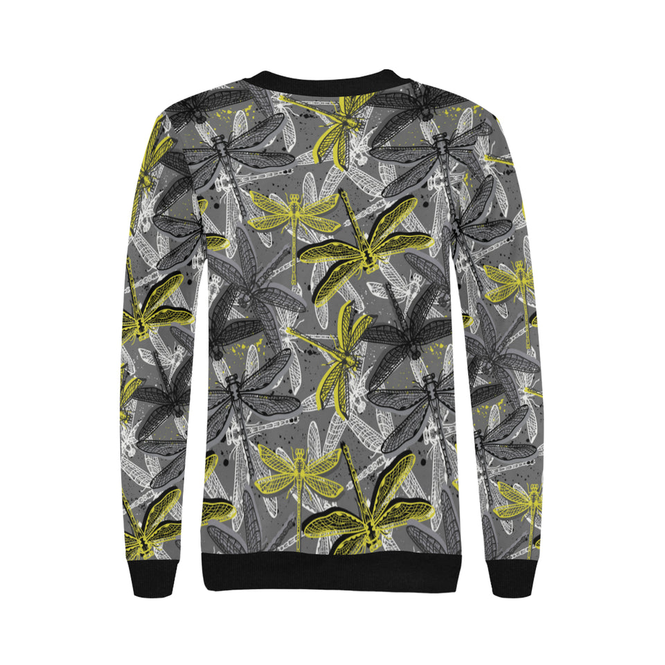 Hand drawn dragonfly pattern Women's Crew Neck Sweatshirt