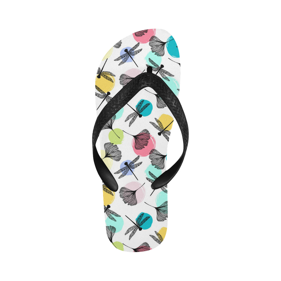 Dragonflies ginkgo leaves pattern Unisex Flip Flops