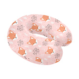 Cute fox pattern pink background U-Shaped Travel Neck Pillow
