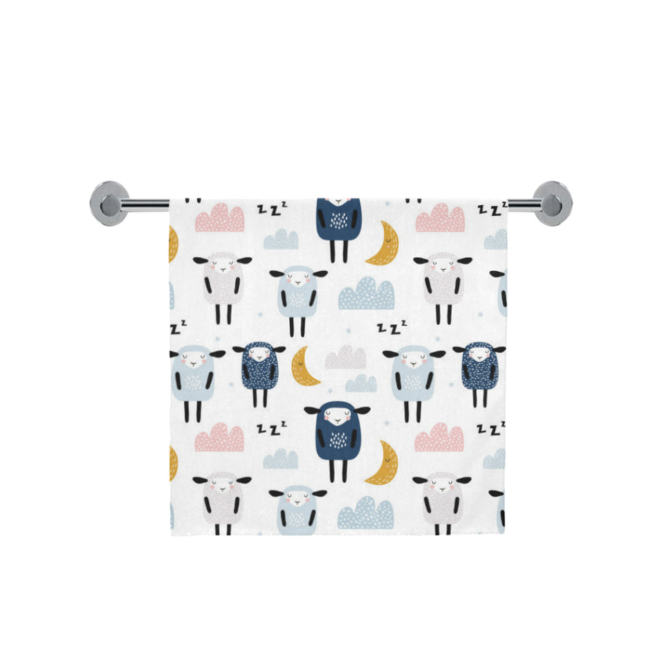 Cute sleeping sheep moon cloud pattern Bath Towel