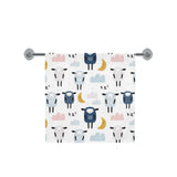 Cute sleeping sheep moon cloud pattern Bath Towel