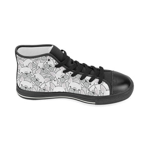 Cute french bulldog head pattern Women's High Top Canvas Shoes Black