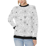 Spider web cobweb pattern white background Women's Crew Neck Sweatshirt