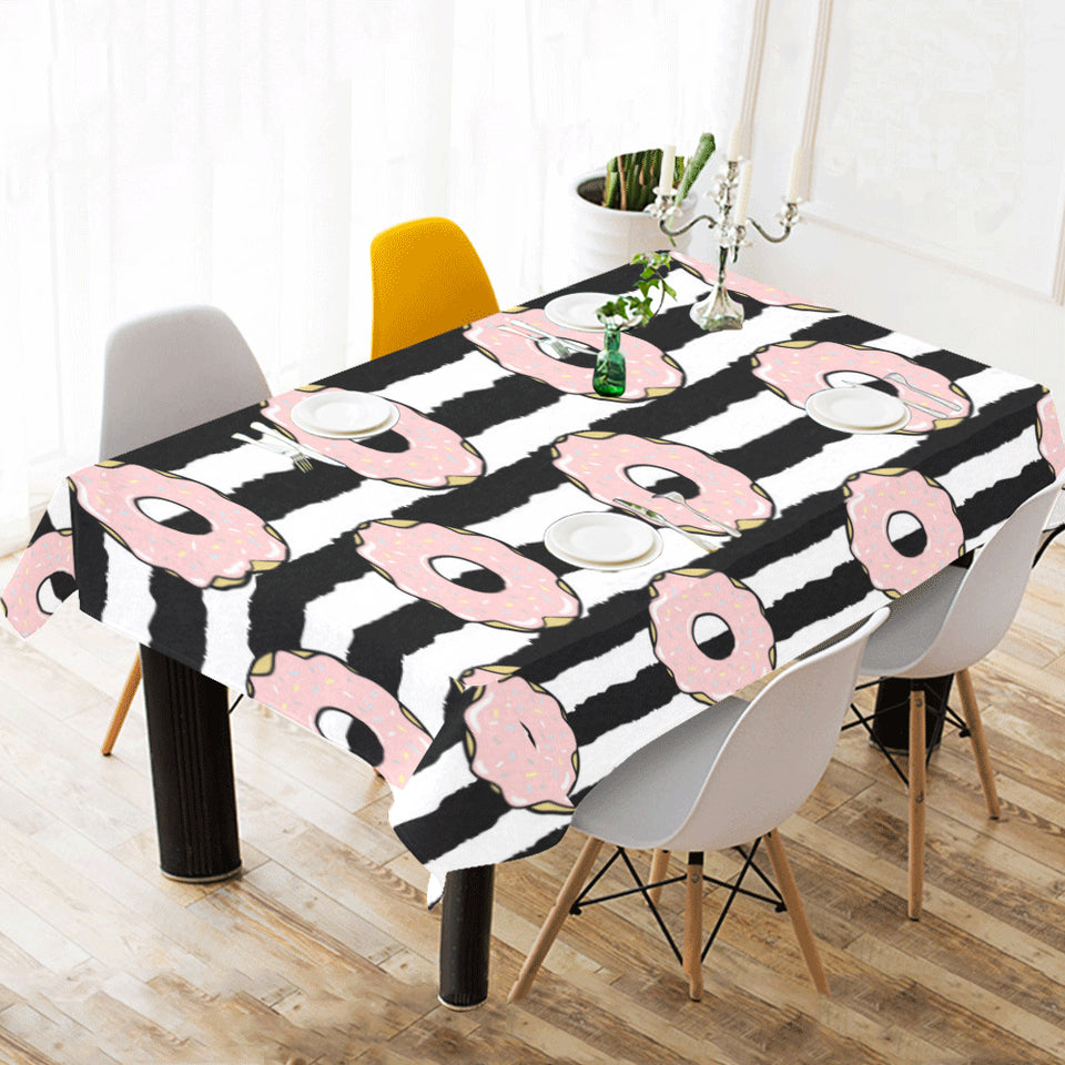 Donuts pink icing striped pattern Tablecloth