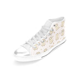 cute owl leaf Women's High Top Canvas Shoes White