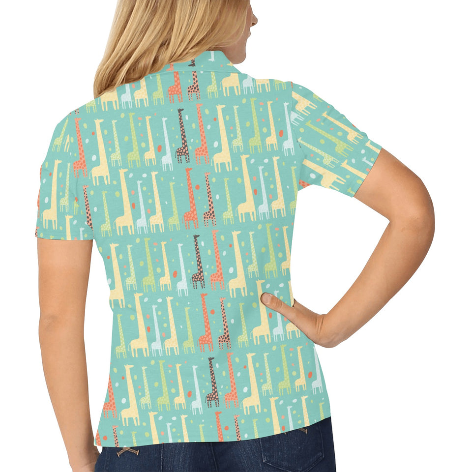 Giraffe Pattern Print Design 01 Women's All Over Print Polo Shirt