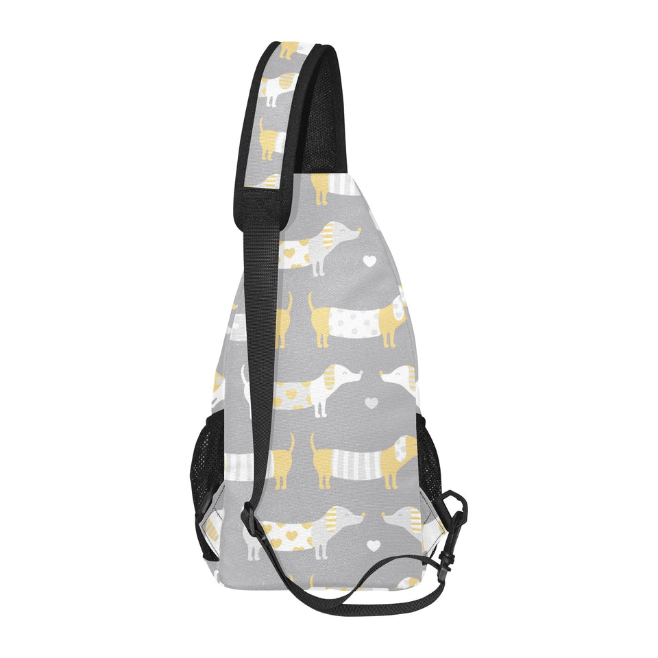 Cute dachshund dog pattern All Over Print Chest Bag