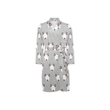 Bull Terrier Pattern Print Design 05 Men's Long Sleeve Belted Night Robe
