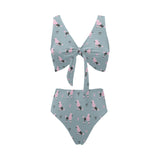 poodle dog pattern Chest Bowknot High Waisted Bikini Swimsuit