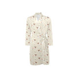 Jack Russel Pattern Print Design 02 Men's Long Sleeve Belted Night Robe