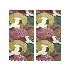 Japanese cranes flying forest dot pattern Gauze Curtain