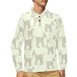Little young goat pattern Men's Long Sleeve Polo Shirt