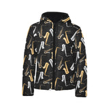 saxophone design pattern Kids' Boys' Girls' Padded Hooded Jacket