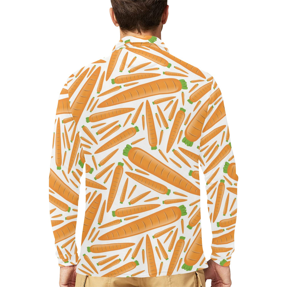 Carrot Pattern Print Design 02 Men's Long Sleeve Polo Shirt