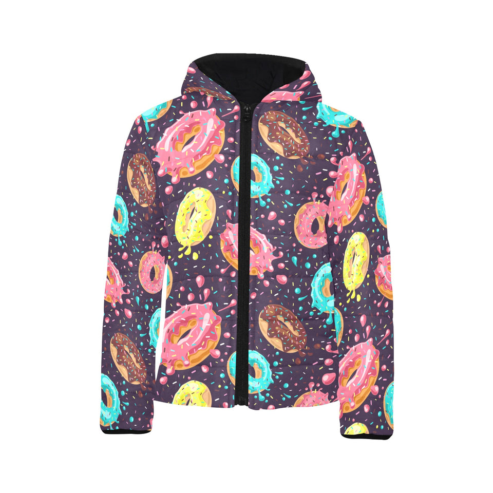 Colorful donut glaze pattern Kids' Boys' Girls' Padded Hooded Jacket