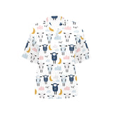 Cute sleeping sheep moon cloud pattern Women's All Over Print Hawaiian Shirt