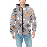 Halloween design pattern Men's Padded Hooded Jacket