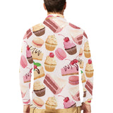 Cake cupcake sweets pattern Men's Long Sleeve Polo Shirt