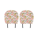 Pink flamingo birds pineapples hibiscus flower pat Car Headrest Cover