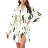 Cute cactus pattern Women's Long Sleeve Belted Night Robe