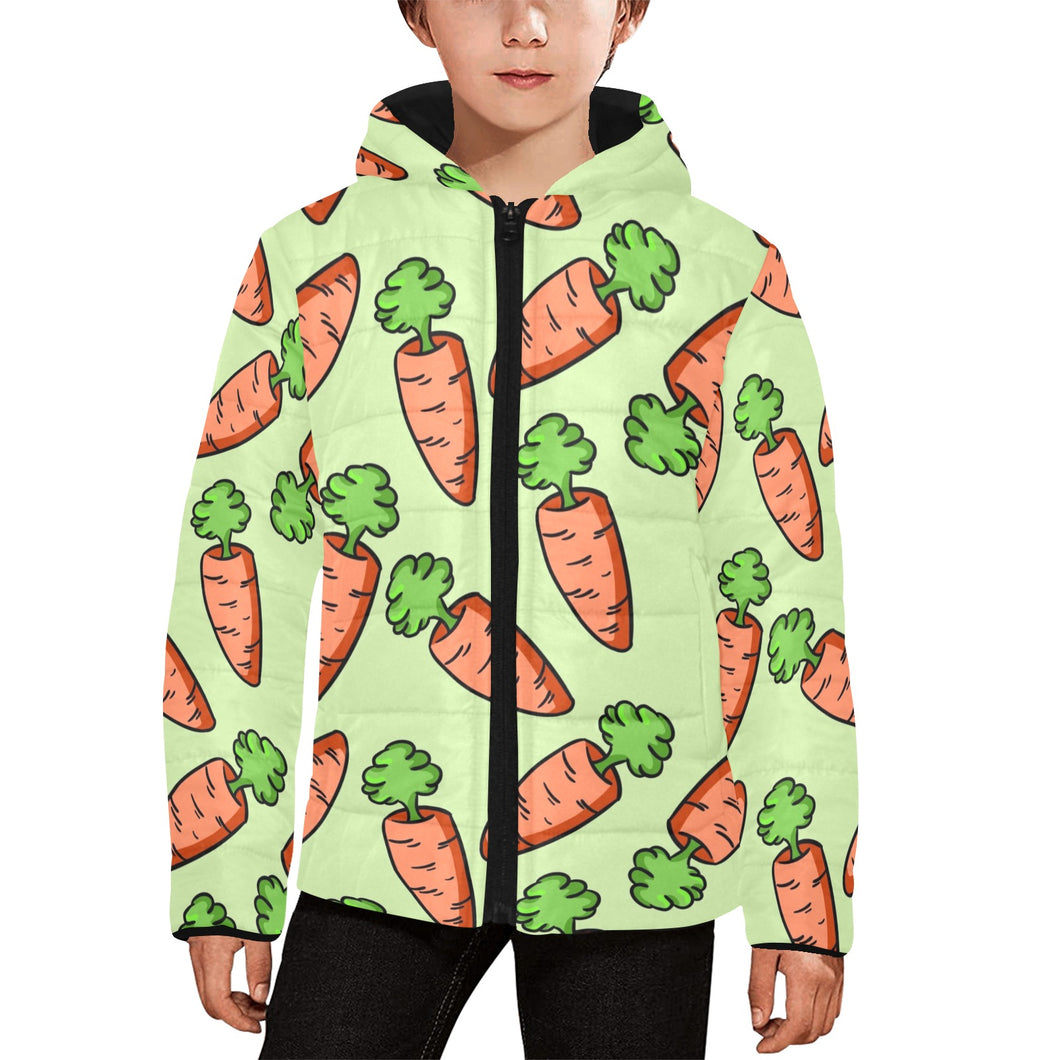Carrot Pattern Print Design 05 Kids' Boys' Girls' Padded Hooded Jacket